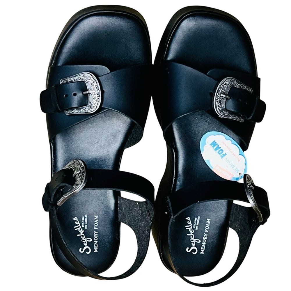 Seychelles Up in The Clouds Wedge Sandal Platform Black Shoes Sz 8M NEW - Picture 6 of 12